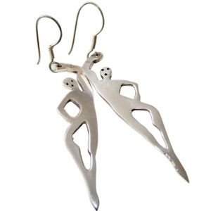 Modernist Earrings Silver Figural Dancers Sterling Silver Abstract .925 Artisan